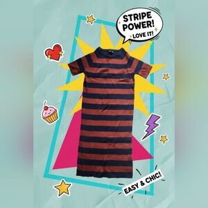 George Women's Striped Midi Dress - Black and Brown